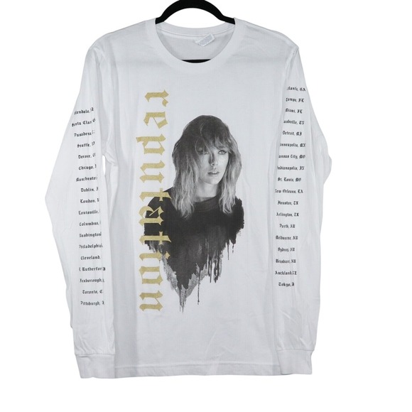 Swifty T.S. Reputation Stadium Tour T Shirt Unisex Size Medium White Long Sleeve - Picture 1 of 9